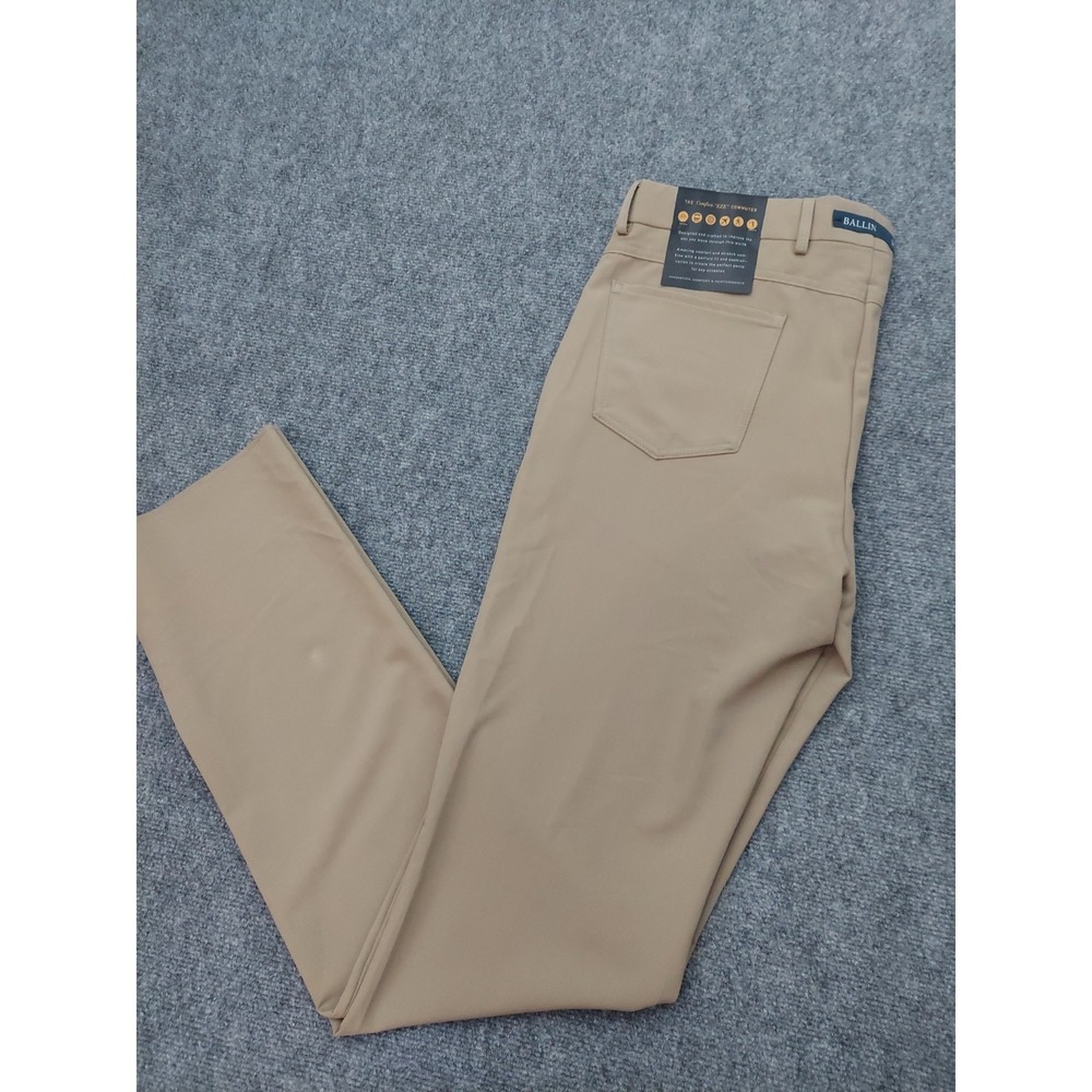 Ballin Pants Mens 36 Beige Bi Stretch Gab Unhemmed Flat Front Comfort Waist NWT
